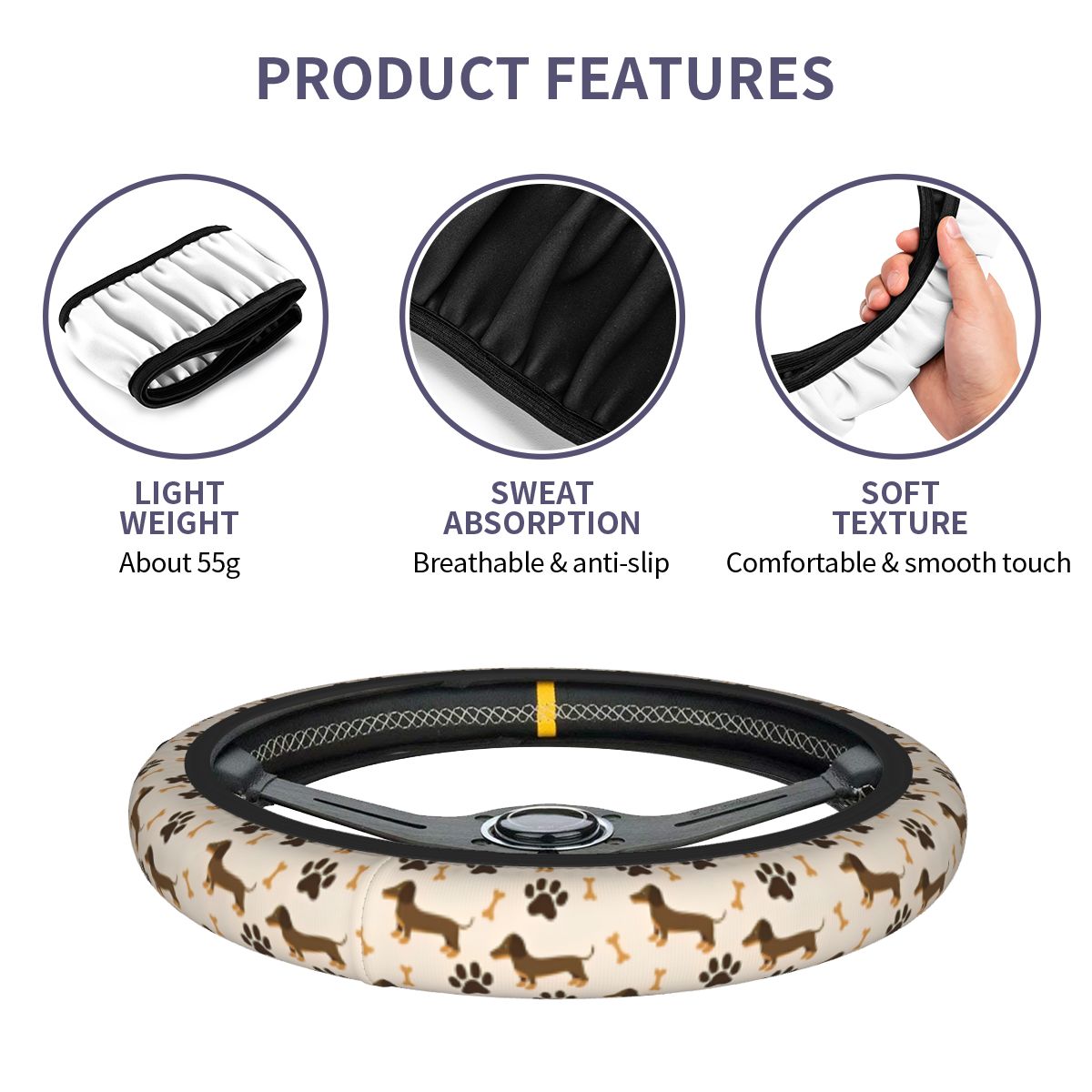 Cute Dachshund Car Steering Wh - Car Steering Wheel Cover Anti Slip Breathable ulasan dan harga