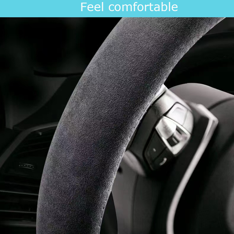 Custom Hand-stitched Black Sue - Car Steering Wheel Cover Anti Slip Breathable ulasan dan harga