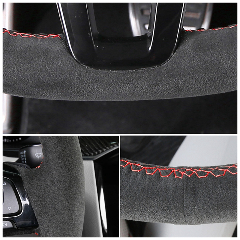 Custom Hand-stitched Black Sue - Car Steering Wheel Cover Anti Slip Breathable ulasan dan harga